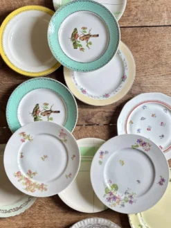 Lot de 12 assiettes plates vintage dépareillées