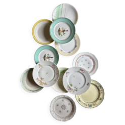 Lot de 12 assiettes plates vintage dépareillées