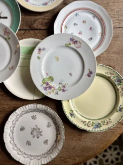 Lot de 12 assiettes plates vintage dépareillées