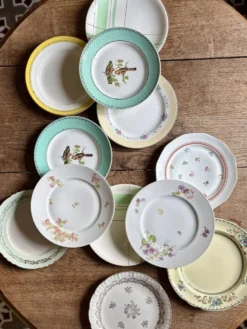 Lot de 12 assiettes plates vintage dépareillées