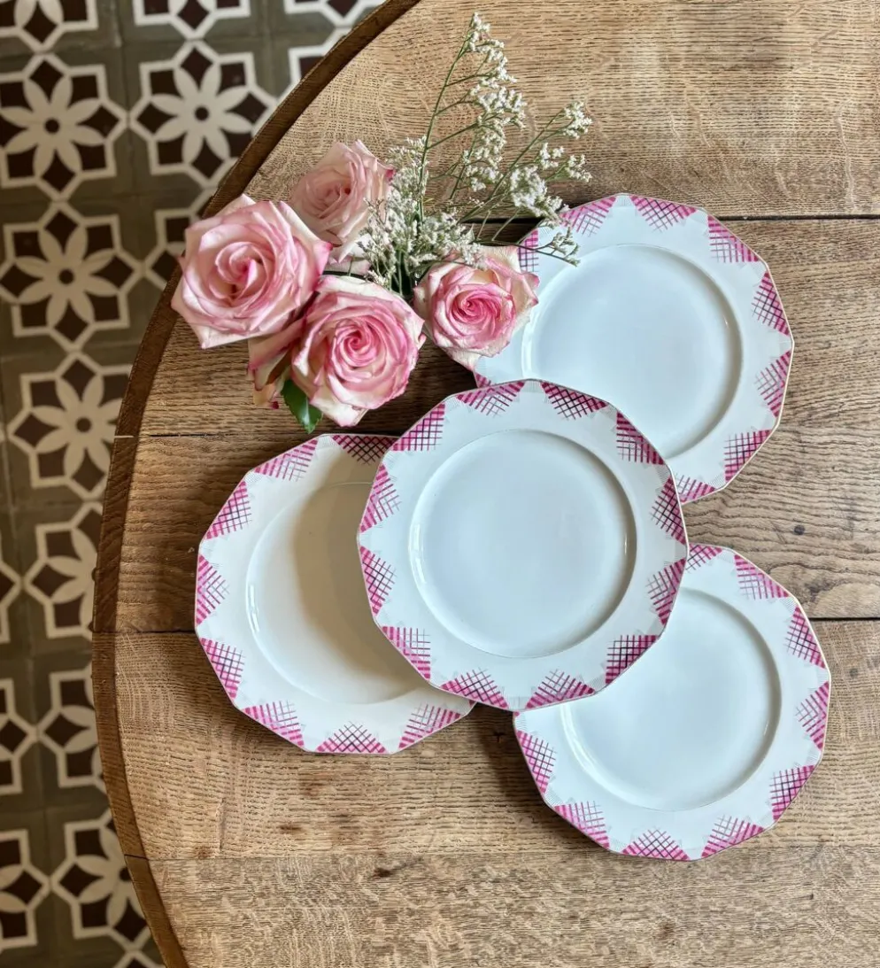 Lot de 4 assiettes plates vintage en porcelaine de Limoges