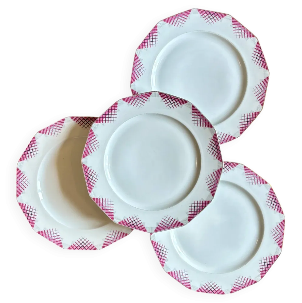 Lot de 4 assiettes plates vintage en porcelaine de Limoges