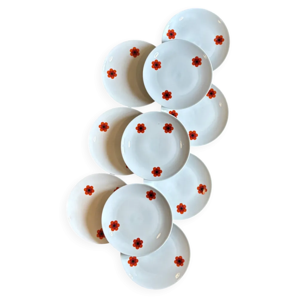 Lot de 10 assiettes plates vintage, Scherzer Bavaria