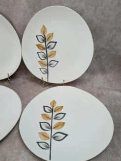 Lot de 12 assiettes plates vintage Niderviller – années 70 – style Capron Vallauris