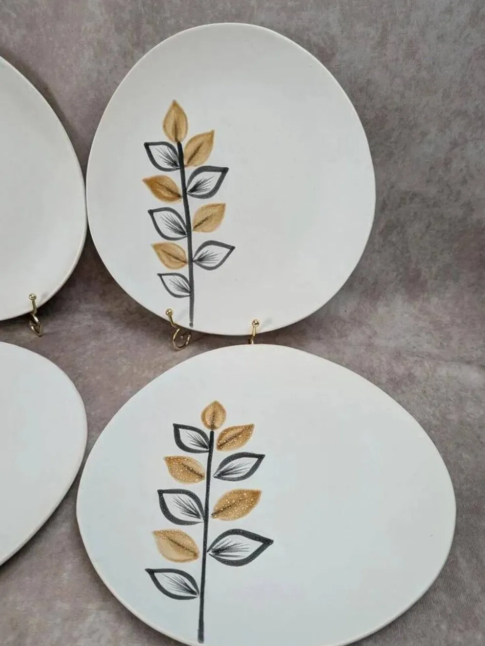Lot de 12 assiettes plates vintage Niderviller – années 70 – style Capron Vallauris