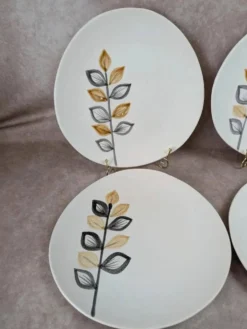 Lot de 12 assiettes plates vintage Niderviller – années 70 – style Capron Vallauris