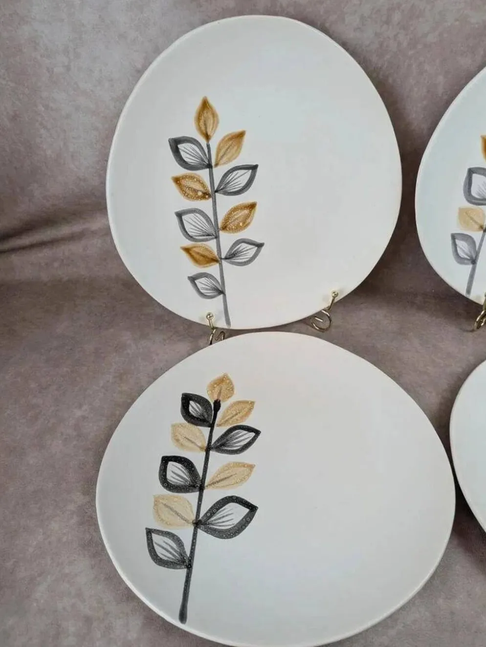 Lot de 12 assiettes plates vintage Niderviller – années 70 – style Capron Vallauris