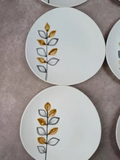 Lot de 12 assiettes plates vintage Niderviller – années 70 – style Capron Vallauris
