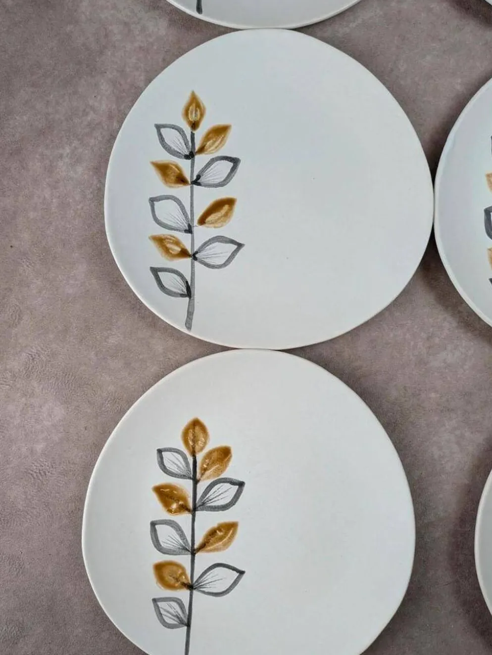 Lot de 12 assiettes plates vintage Niderviller – années 70 – style Capron Vallauris