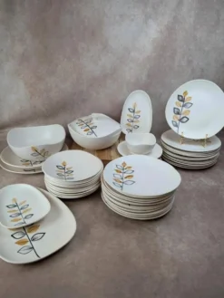 Lot de 12 assiettes plates vintage Niderviller – années 70 – style Capron Vallauris