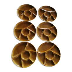 Lot de 6 assiettes rondes à compartiments Gien France
