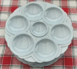 Lot de 4 assiettes Sarreguemines fruits de mer art déco