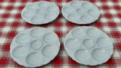 Lot de 4 assiettes Sarreguemines fruits de mer art déco
