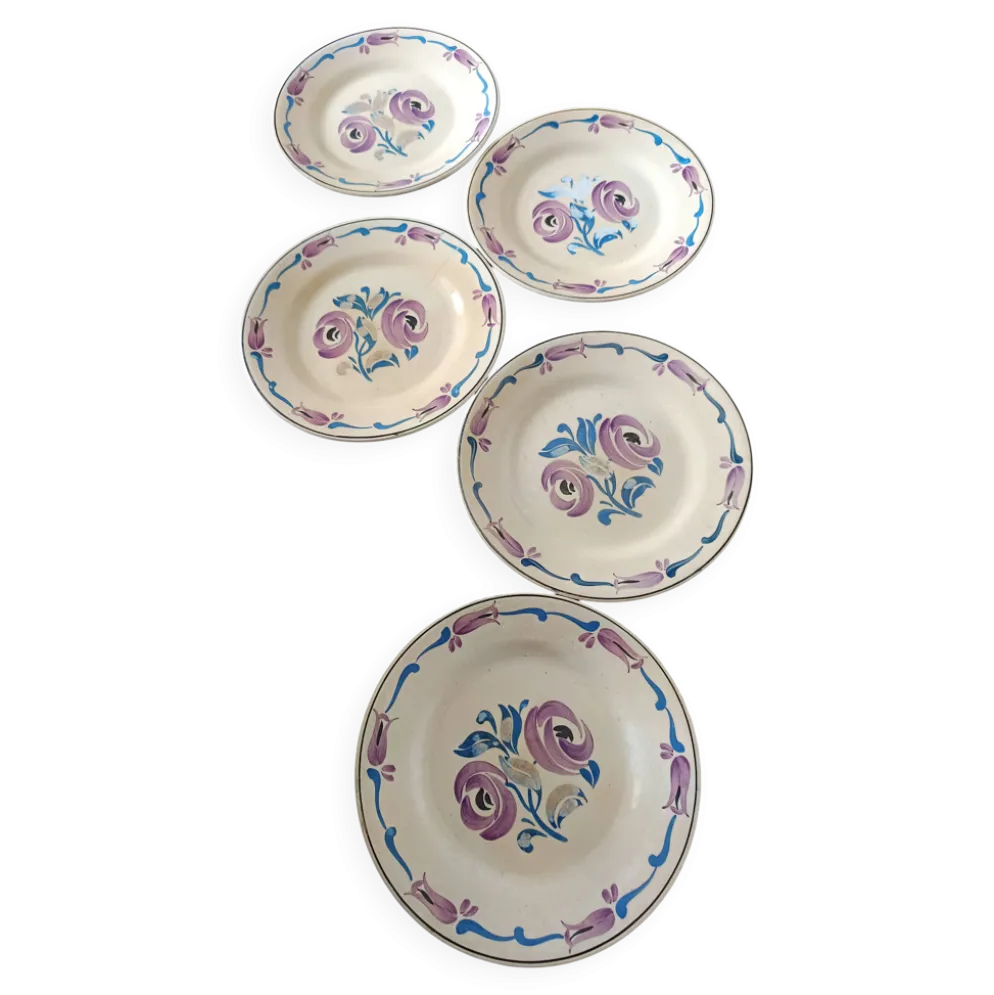 lot de 5 assiettes 1930 signées Marcel Goupy