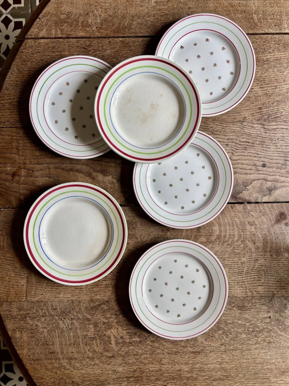 Lot de 6 assiettes vintage à dessert dépareillées (L7)