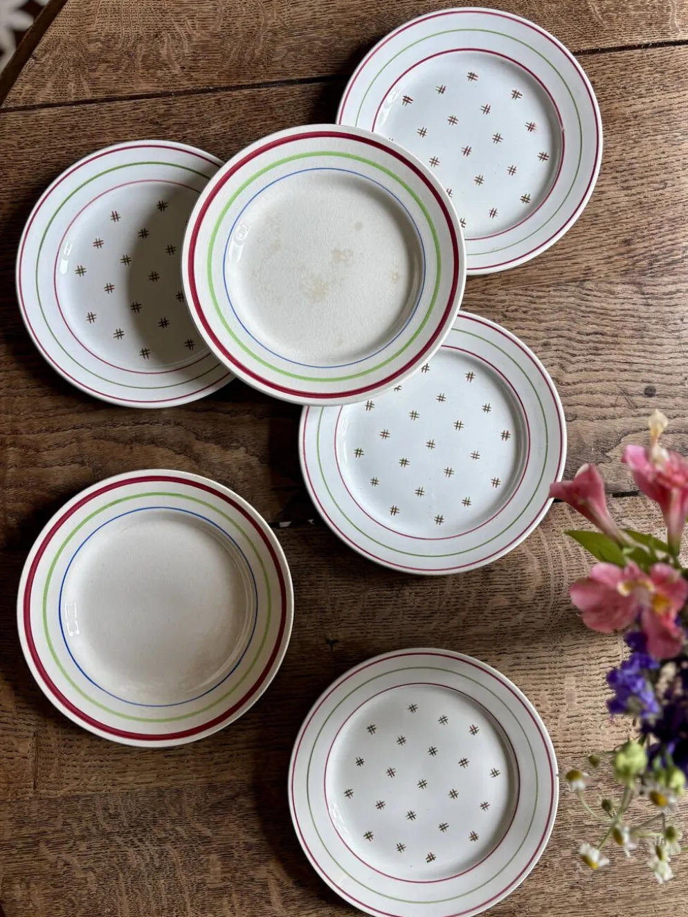 Lot de 6 assiettes vintage à dessert dépareillées (L7)