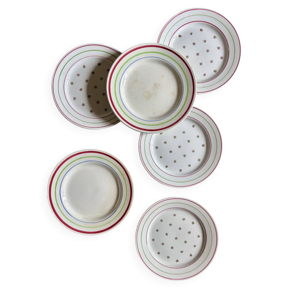 Lot de 6 assiettes vintage à dessert dépareillées (L7)