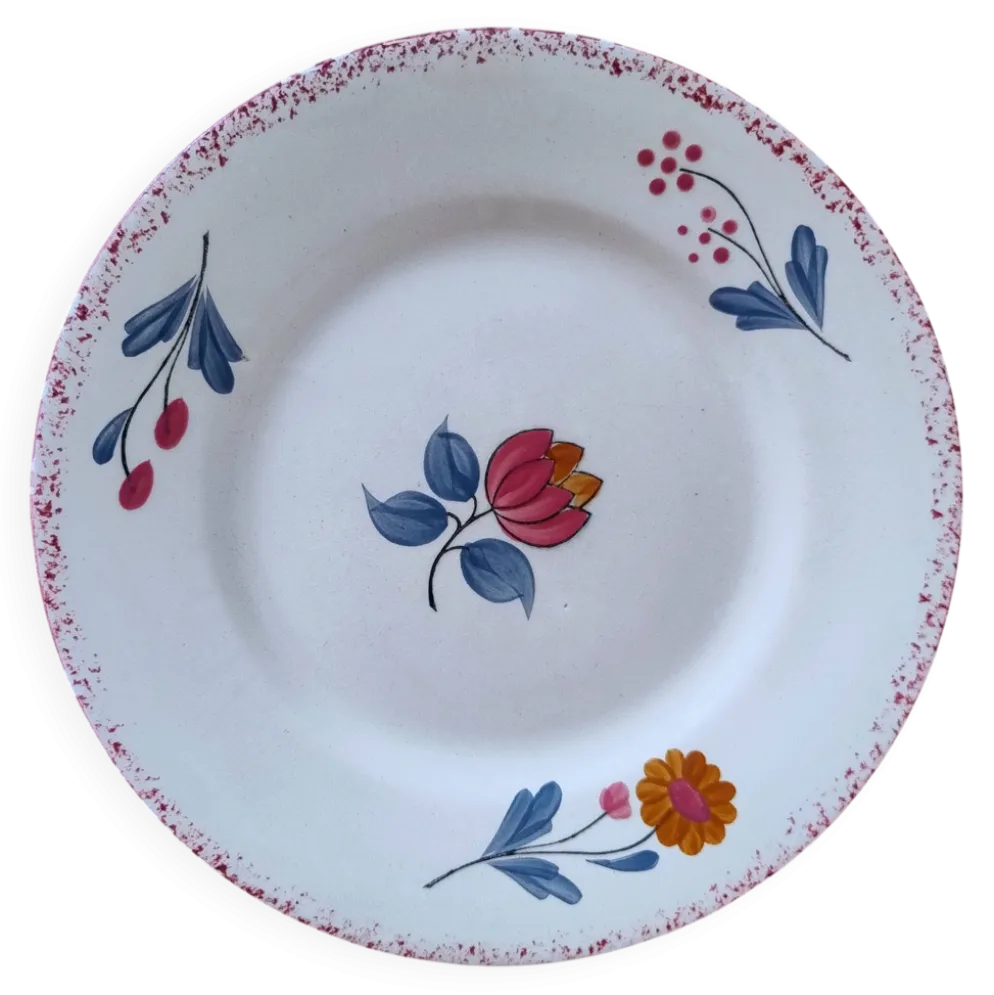 Lot de 5 assiettes vintage à desser en faïence de Salins - Modèle Molière