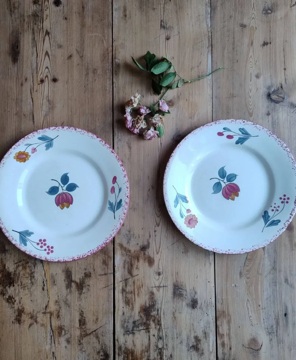 Lot de 5 assiettes vintage à desser en faïence de Salins - Modèle Molière