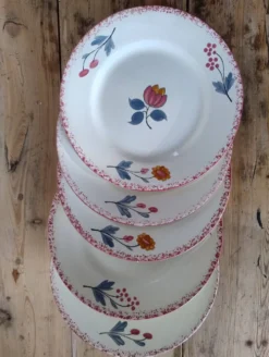 Lot de 5 assiettes vintage à desser en faïence de Salins - Modèle Molière