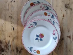 Lot de 5 assiettes vintage à desser en faïence de Salins - Modèle Molière