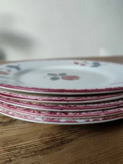 Lot de 5 assiettes vintage à desser en faïence de Salins - Modèle Molière