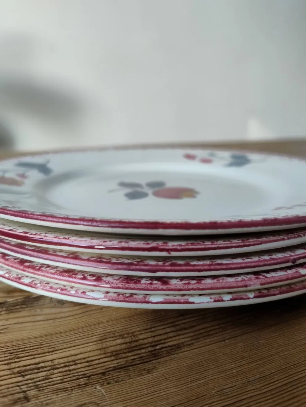 Lot de 5 assiettes vintage à desser en faïence de Salins - Modèle Molière