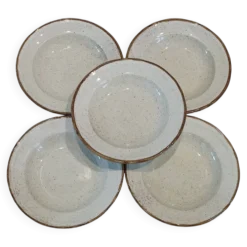 Lot de 5 assiettes vintage en céramique mouchetée –