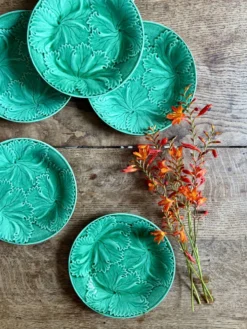Lot de 6 assiettes vintage en faïence verte