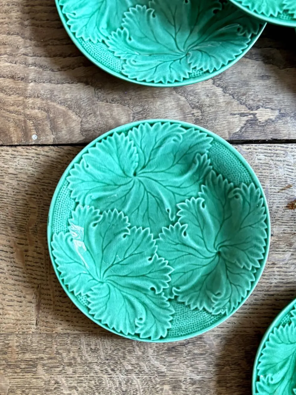 Lot de 6 assiettes vintage en faïence verte