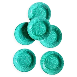Lot de 6 assiettes vintage en faïence verte
