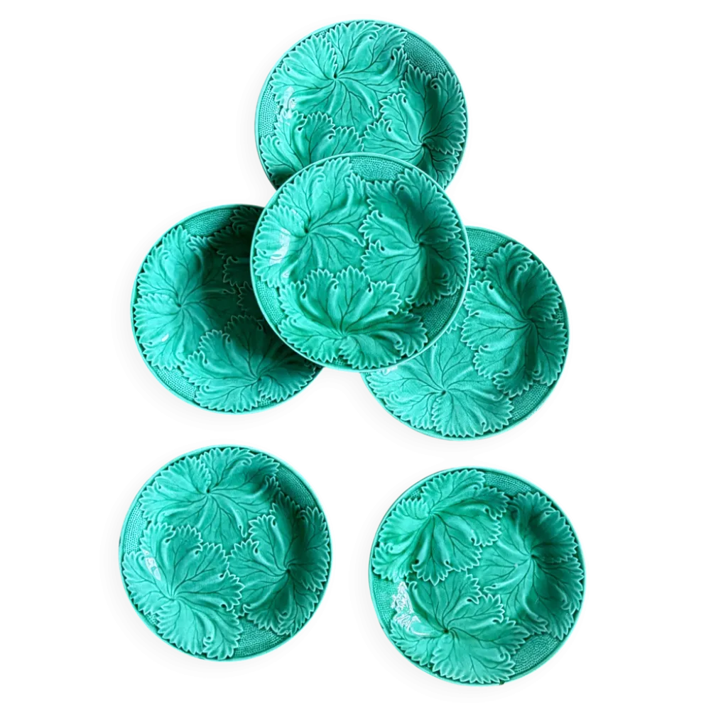 Lot de 6 assiettes vintage en faïence verte