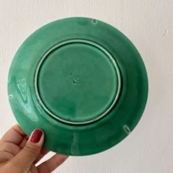 Lot de 6 assiettes vintage en faïence verte