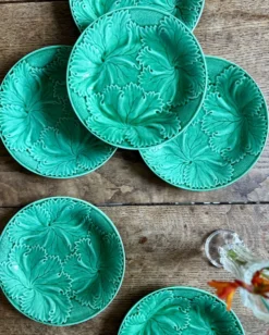 Lot de 6 assiettes vintage en faïence verte