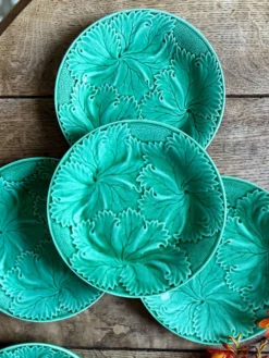 Lot de 6 assiettes vintage en faïence verte