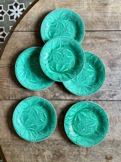 Lot de 6 assiettes vintage en faïence verte