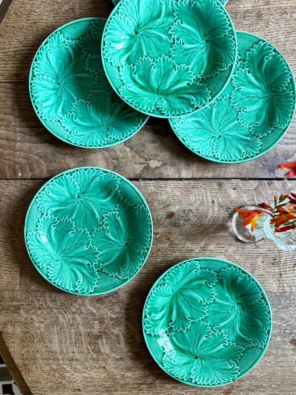 Lot de 6 assiettes vintage en faïence verte