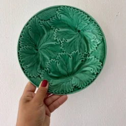Lot de 6 assiettes vintage en faïence verte