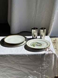 Lot de 6 assiettes vintage en porcelaine de Limoges à décor de poissons