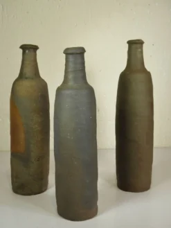Lot de 3 BOUTEILLES anciennes en GRES de Ger