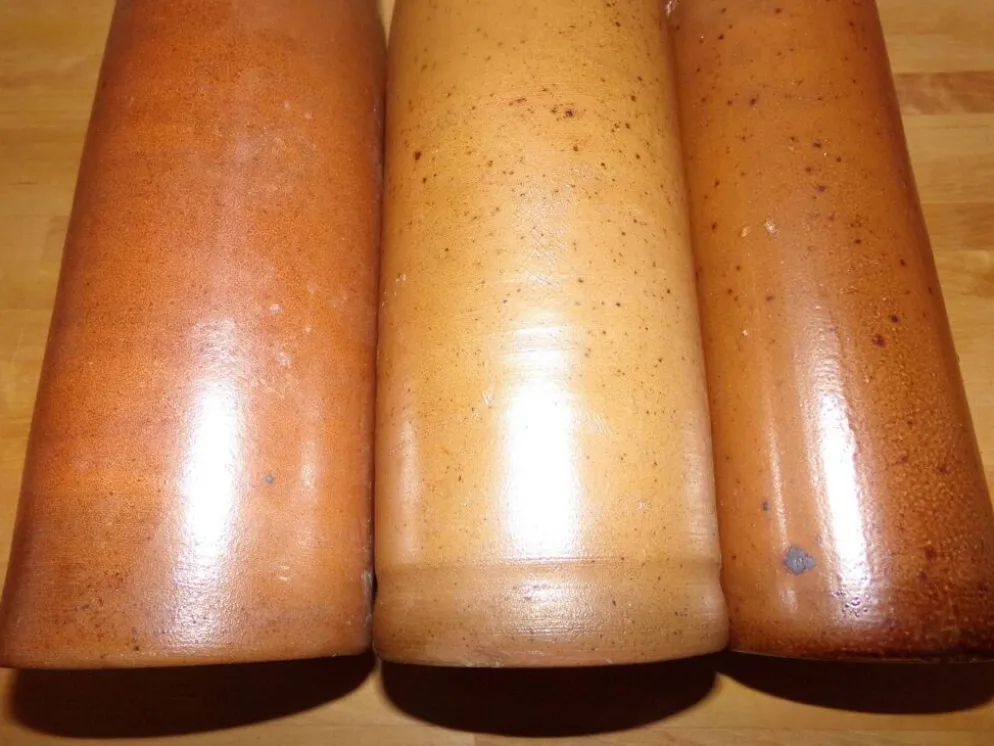 Lot de 3 bouteilles en grès marron