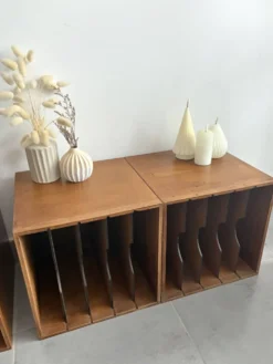 Lot de 4 caissons vinyles vintage en bois