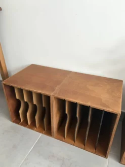 Lot de 4 caissons vinyles vintage en bois
