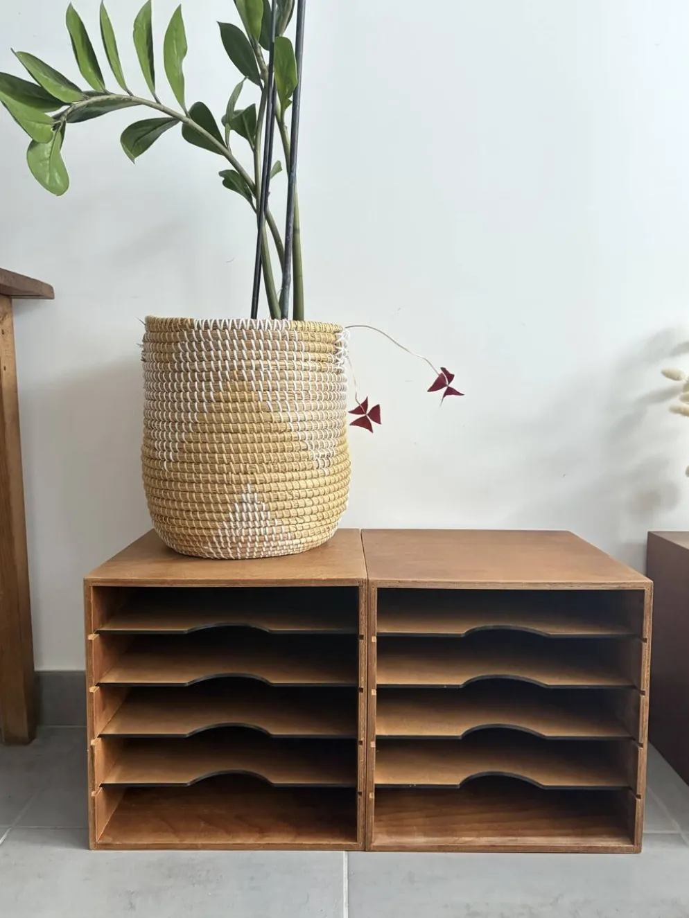 Lot de 4 caissons vinyles vintage en bois