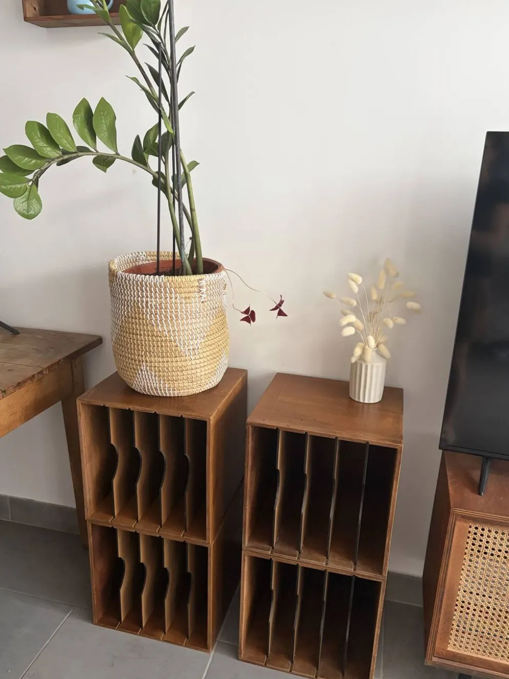 Lot de 4 caissons vinyles vintage en bois