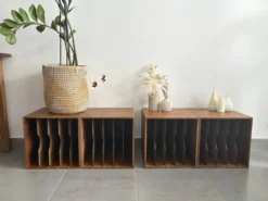 Lot de 4 caissons vinyles vintage en bois
