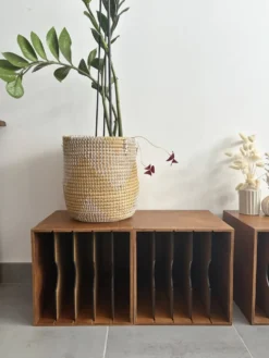 Lot de 4 caissons vinyles vintage en bois