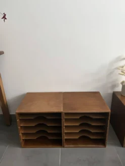 Lot de 4 caissons vinyles vintage en bois