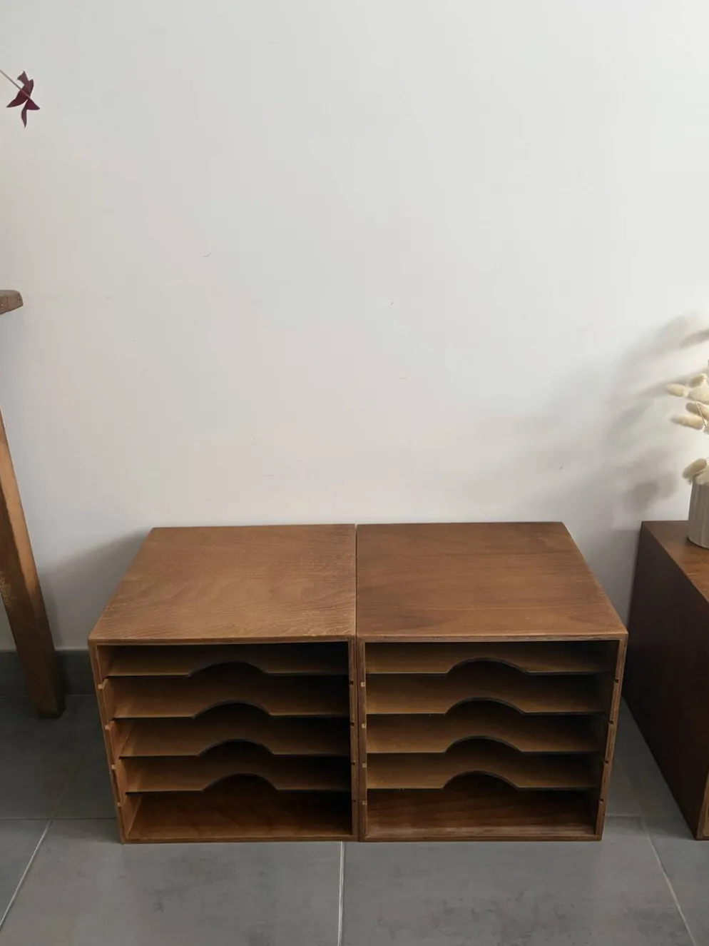 Lot de 4 caissons vinyles vintage en bois