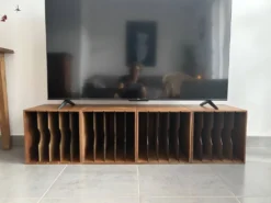 Lot de 4 caissons vinyles vintage en bois